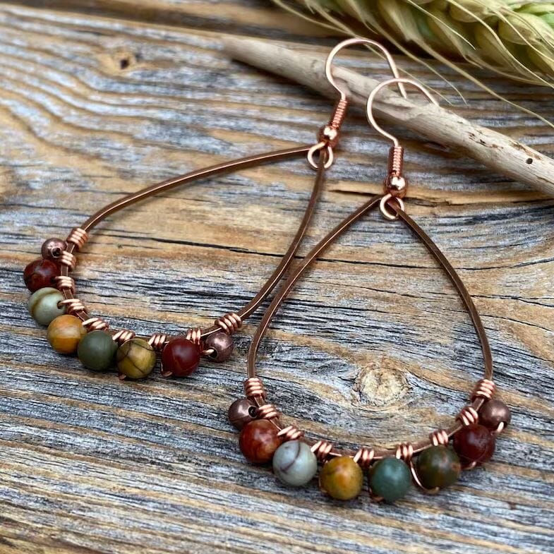 Red Creek Jasper Earrings Boho Copper Teardrop Earrings | Yellowstone Spirit Southwestern Collection Jasper Copper Earrings Objects of Beauty Southwest 