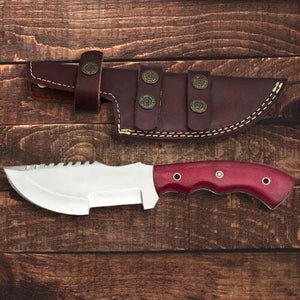 Red Micarta D2 Steel Tracker Bushcraft Knife | Yellowstone Spirit Collection Knife Poshland Knives 