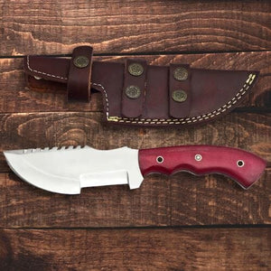 Red Micarta D2 Steel Tracker Bushcraft Knife | Yellowstone Spirit Collection Knife Poshland Knives 