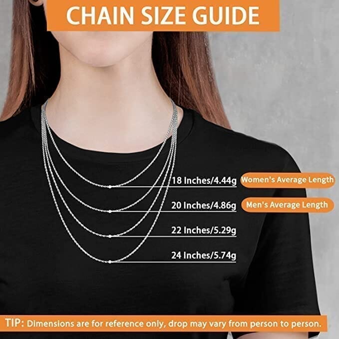 Rhodium Plated Elegant, Shiny & Sturdy 925 Sterling Silver Rope