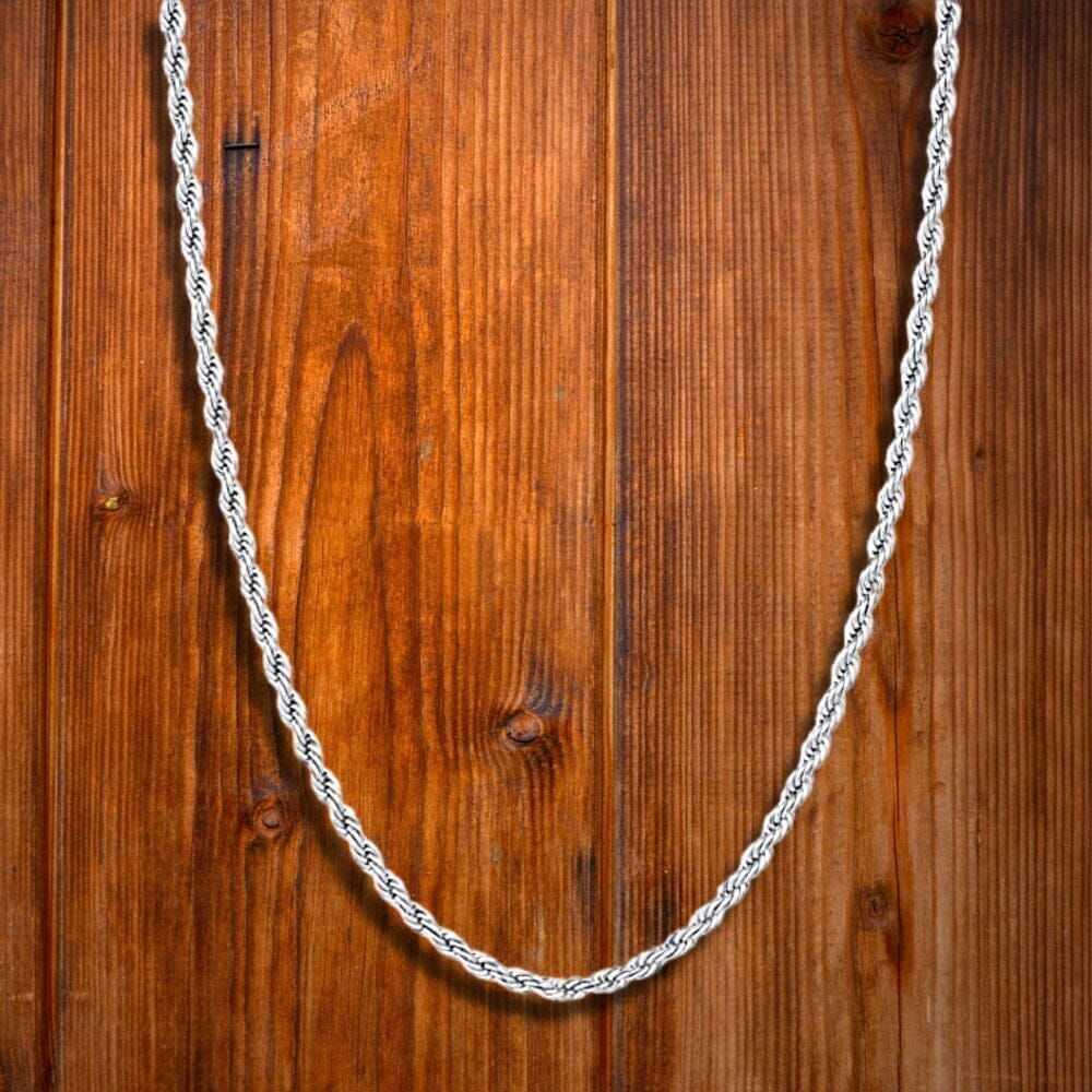 Rhodium Plated Elegant, Shiny & Sturdy 925 Sterling Silver Rope