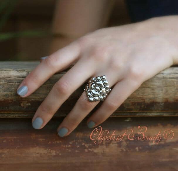 Ring Three SG Liquid Silver Mesh Ring rings Sergio Gutierrez Liquid Metal Jewelry 