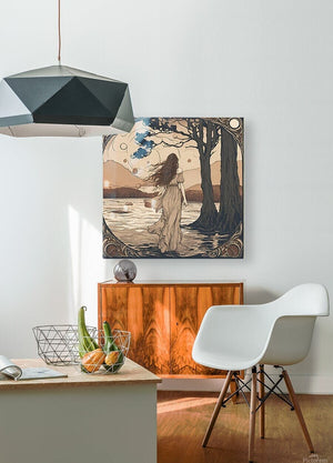 River's Calling | Andrea Record Fine Art | Yellowstone Spirit Southwestern Collection Painting Print Andrea Record Fine Art HD Sublimation Metal Print 8x8inches (21x21cm) 