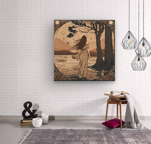 River's Calling | Andrea Record Fine Art | Yellowstone Spirit Southwestern Collection Painting Print Andrea Record Fine Art Wood Print 8x8inches (21x21cm) 