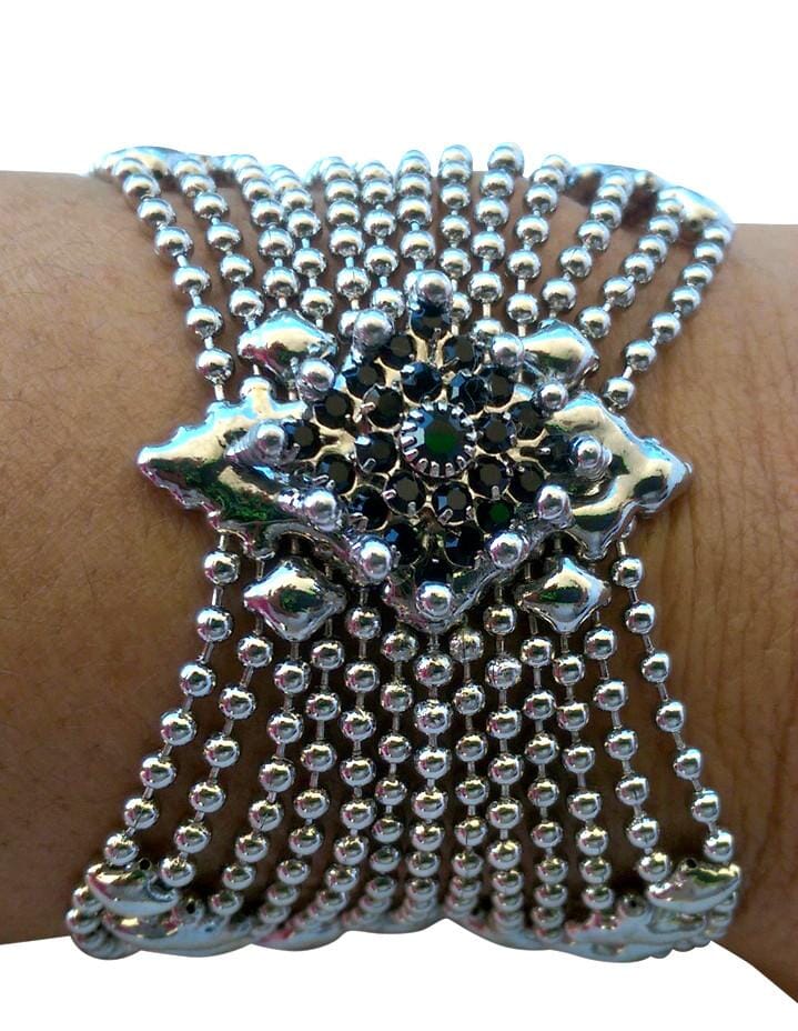 Roxy's Trouble SG Liquid Metal Butterfly Bracelet w Swarovski Crystal Bracelets Sergio Gutierrez Liquid Metal Jewelry 