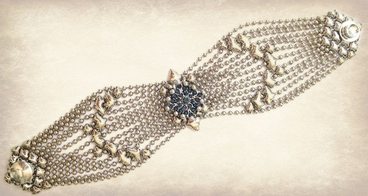 Roxy's Trouble SG Liquid Metal Butterfly Bracelet w Swarovski Crystal Bracelets Sergio Gutierrez Liquid Metal Jewelry 