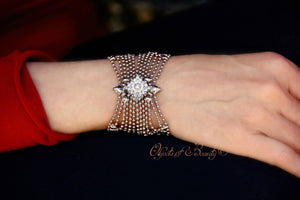 Roxy's Trouble SG Liquid Metal Butterfly Bracelet w Swarovski Crystal Bracelets Sergio Gutierrez Liquid Metal Jewelry 