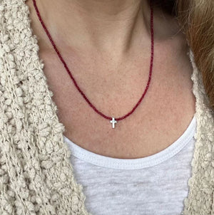 Ruby and Silver Cross Beaded Necklace | Yellowstone Spirit Southwestern & Turquoise Collections Turquoise Beaded Necklace Objects of Beauty Southwest 