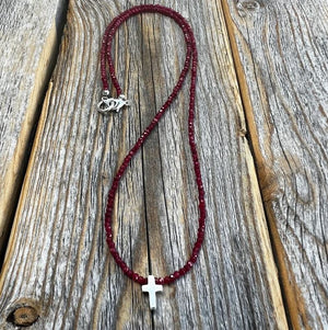 Ruby and Silver Cross Beaded Necklace | Yellowstone Spirit Southwestern & Turquoise Collections Turquoise Beaded Necklace Objects of Beauty Southwest 