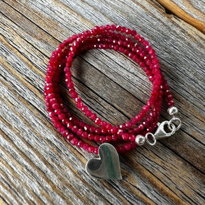 Ruby and Silver Heart Beaded Necklace | Yellowstone Spirit Southwestern & Turquoise Collections Ruby Heart Necklace Objects of Beauty Southwest 