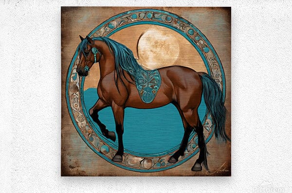 Rusty Moon Portal | Andrea Record Fine Art | Yellowstone Spirit Southwestern Collection Painting Print Andrea Record Fine Art Brushed Metal Print 8x8inches (21x21cm) 