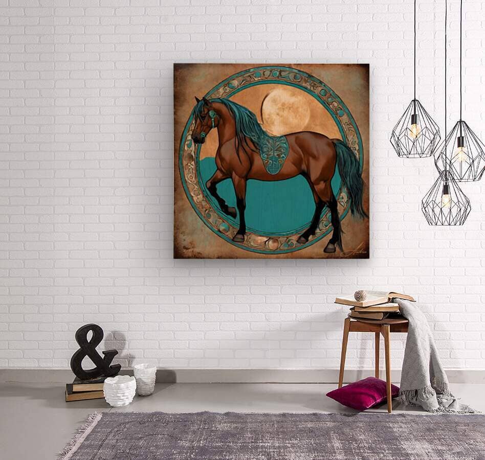 Rusty Moon Portal | Andrea Record Fine Art | Yellowstone Spirit Southwestern Collection Painting Print Andrea Record Fine Art Wood Print 8x8inches (21x21cm) 