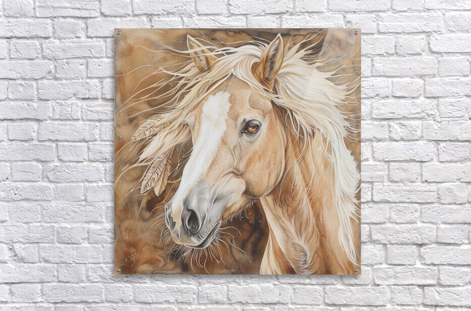 Saffron Amber-Eyed Palomino Print | Yellowstone Spirit Southwestern Collection Painting Print Objects Of Beauty Southwest 