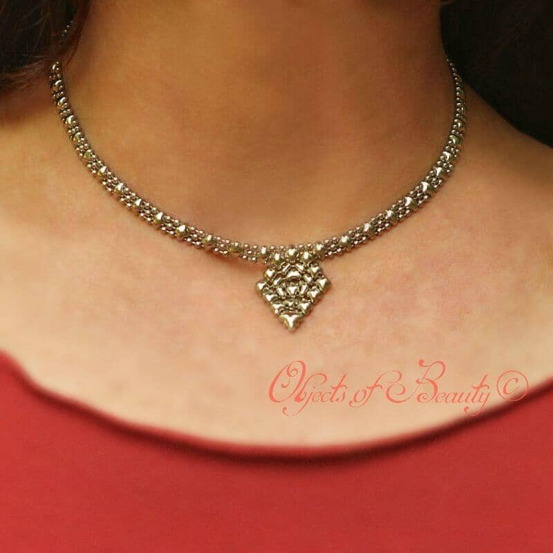 Samantha's Diamond SG Liquid Silver Necklace Necklaces Sergio Gutierrez Liquid Metal Jewelry 