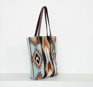 Santa Fe Sky Wool Tote ONE OF A KIND! | Yellowstone Spirit Southwestern Collection Handwoven Wool Tote Objects of Beauty Southwest 