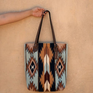 Santa Fe Sky Wool Tote ONE OF A KIND! | Yellowstone Spirit Southwestern Collection Handwoven Wool Tote Objects of Beauty Southwest 