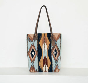 Santa Fe Sky Wool Tote ONE OF A KIND! | Yellowstone Spirit Southwestern Collection Handwoven Wool Tote Objects of Beauty Southwest 