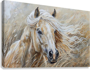 Sassafras Palomino | Andrea Record Fine Art | Yellowstone Spirit Southwestern Collection Giclée Stretched Canvas Print 8x5inches (21x13cm) 