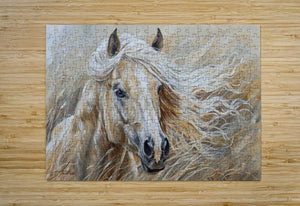 Sassafras Windy Palomino Print | Andrea Record Fine Art | Yellowstone Spirit Southwestern Collection Painting Print Objects Of Beauty Southwest puzzle 120 pcs 11x8 inches Puzzle High Gloss 