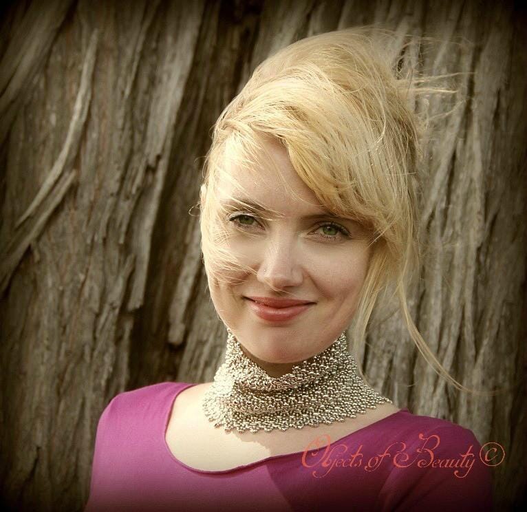 Scheherazade SG Liquid Metal Choker/Necklace Nickel | Yellowstone Spirit Southwestern Collection Necklaces Sergio Gutierrez Liquid Metal Jewelry 