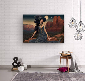 Sedona Interlude | Andrea Record Fine Art | Yellowstone Spirit Southwestern Collection Painting Print Andrea Record Fine Art Wood Print 8x5inches (21x13cm) 