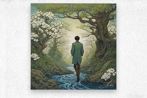Seeking Light in a Dogwood Forest Objects of Beauty Brushed Metal Print 8x8inches (21x21cm) 
