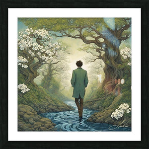 Seeking Light in a Dogwood Forest Objects of Beauty Framed Print 8x8inches (21x21cm) 