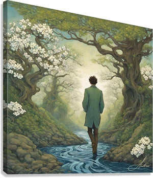 Seeking Light in a Dogwood Forest Objects of Beauty Giclée Stretched Canvas Print 8x8inches (21x21cm) 