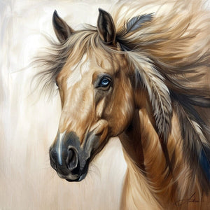 Sequoyah ~ Blue-Eyed Golden Horse Print | Yellowstone Spirit Southwestern Collection Painting Print Objects Of Beauty Southwest 