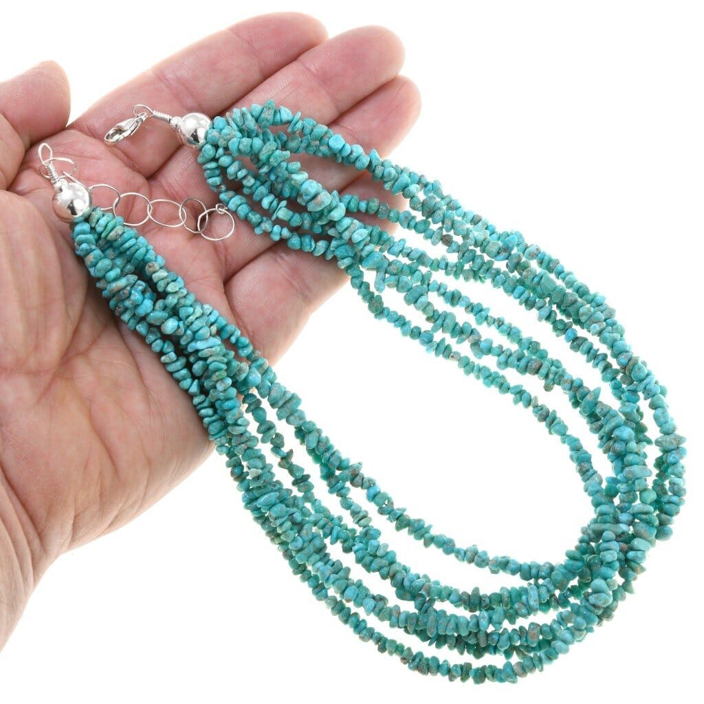 Seven Strand Navajo Blue Turquoise Southwestern Necklace | Yellowstone Spirit Necklaces Objects of Beauty Southwest 