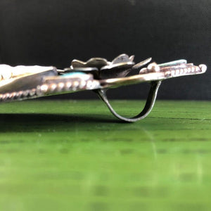 She-Wolf w Floral Turquoise Details Pendant Necklace | Yellowstone Spirit Southwestern and Spirit Animal Collections Wolf Necklace Objects of Beauty Southwest 