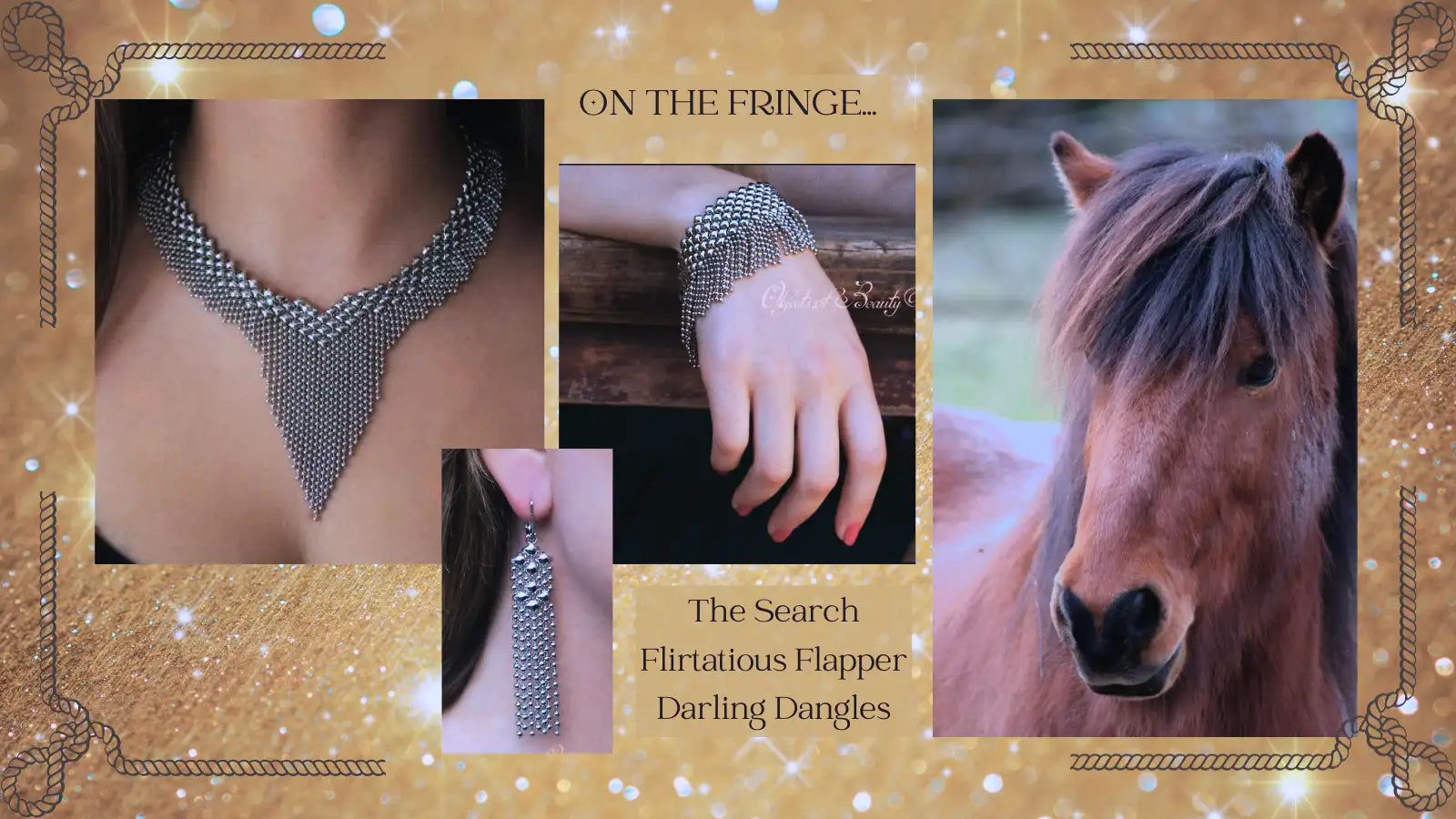 Silver chainmail-style choker necklace with a v-shaped front and intricate mesh design