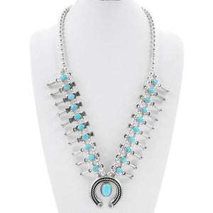 Sleeping Beauty Turquoise Squash Blossom Navajo Necklace | Yellowstone Spirit Southwestern Collection Necklaces Objects of Beauty Southwest 