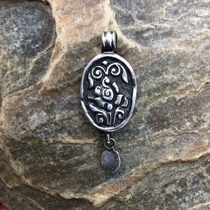 Small Oval Turquoise w/ Spider Matrix and Coral Drop Pendant | Yellowstone Spirit Southwestern Collection Turquoise Necklace Objects of Beauty Southwest 