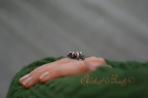 Sophia Wore Ruby SG Liquid Metal Mesh Ring rings Sergio Gutierrez Liquid Metal Jewelry 