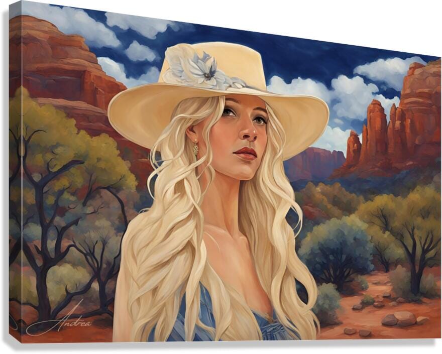 Soul Searcher | Andrea Record Fine Art | Yellowstone Spirit Southwestern Collection Painting Print Objects Of Beauty Southwest Giclée Stretched Canvas Print 8x5inches (21x13cm) 