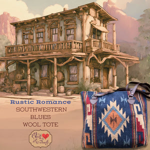 Southwestern Blues Handwoven Wool Tote Bag | Yellowstone Spirit Southwestern Collection Wool Tote Objects of Beauty 
