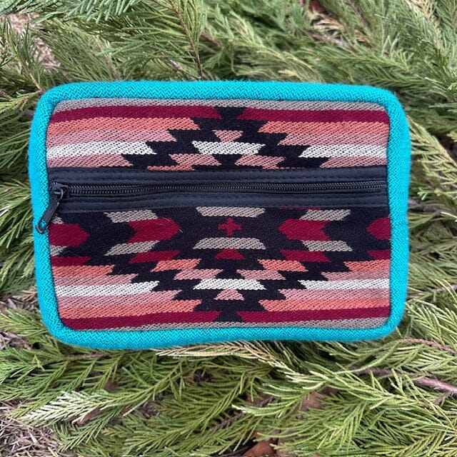 Southwestern Wool Cosmetic / Shaving Pouch or Clutch | Yellowstone Spirit Southwestern Collection Cosmetic Shaving Pouch ObjectsOfBeauty Turquoise Earthtone 
