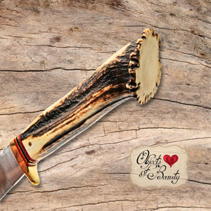 Stag Antler w Crown & Upsweep Stainless Steel Blade 10.5" Hunting Knife | Yellowstone Spirit Southwestern Collection Hunting & Survival Knife Objects of Beauty Southwest 