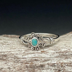 Sterling Silver Turquiose Floral Ring | Yellowstone Spirit Southwestern Collection Ring Objects Of Beauty Southwest 