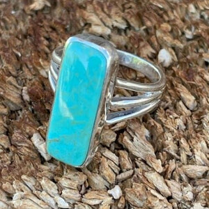 Straight Shooter Slender Blue-Green Simple Bezel Beth Dutton Turquoise Ring | Yellowstone Spirit Southwestern Collection Turquoise Ring Objects of Beauty Southwest 