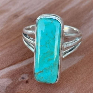 Straight Shooter Slender Blue-Green Simple Bezel Beth Dutton Turquoise Ring | Yellowstone Spirit Southwestern Collection Turquoise Ring Objects of Beauty Southwest 