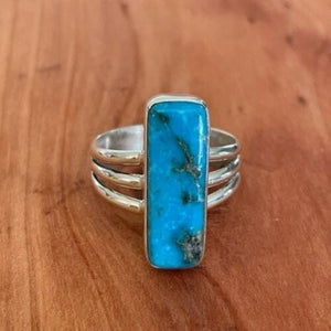Straight Shooter Slender Blue Turquoise Beth Dutton Ring | Yellowstone Spirit Southwestern Collection Turquoise Ring Objects of Beauty Southwest 