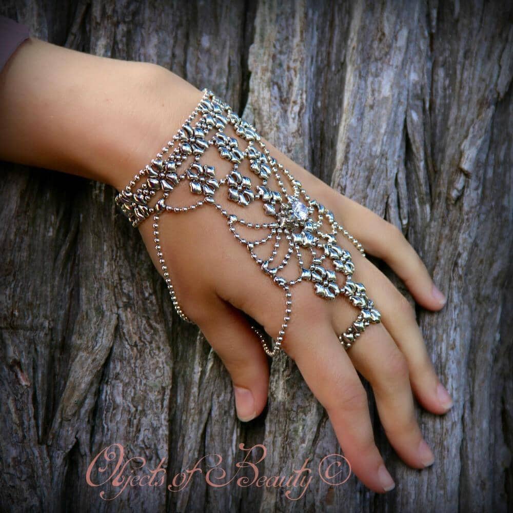 Sultana Hand Flower SG Liquid Silver Bracelet | Sergio Gutierrez Bracelets Sergio Gutierrez Liquid Metal Jewelry 