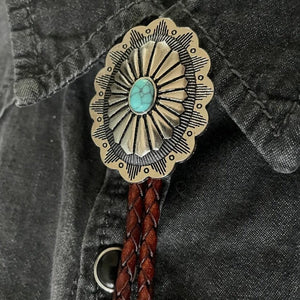 Sun Flower Turquoise Concho Southwestern Bolo Tie | Yellowstone Spirit Southwestern and Spirit Animal Collections Turquoise Necklace Objects of Beauty Southwest 
