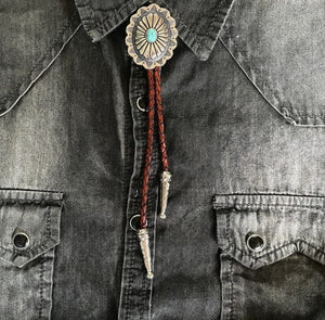 Sun Flower Turquoise Concho Southwestern Bolo Tie | Yellowstone Spirit Southwestern and Spirit Animal Collections Turquoise Necklace Objects of Beauty Southwest 