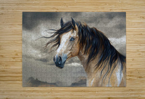 Tallulah Blue Eyed Buckskin | Andrea Record Fine Art | Yellowstone Spirit Southwestern Collection artwork Objects Of Beauty Southwest puzzle 315 pcs 17x12 inches Puzzle High Gloss 
