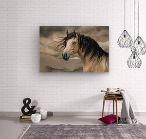 Tallulah Blue Eyed Buckskin | Andrea Record Fine Art | Yellowstone Spirit Southwestern Collection artwork Objects Of Beauty Southwest Wood Print 12x8inches (31x21cm) 