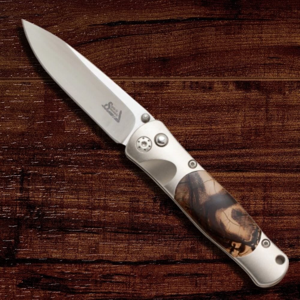 Tesoro Fossilized Woolly Mammoth Tusk Button Lock Knife | Titanium Body | Yellowstone Spirit Pocket Folders Santa Fe Stoneworks 