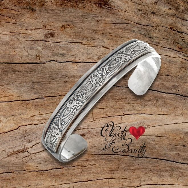 Tooled Silver Navajo Southwestern Cuff Bracelet | Yellowstone Spirit Southwestern Collection Bracelets Objects of Beauty Southwest 